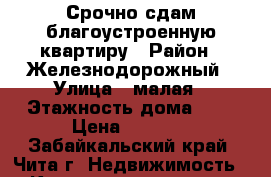 Срочно сдам благоустроенную квартиру › Район ­ Железнодорожный › Улица ­ малая › Этажность дома ­ 5 › Цена ­ 8 000 - Забайкальский край, Чита г. Недвижимость » Квартиры аренда   . Забайкальский край,Чита г.